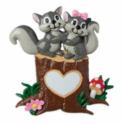Squirrel Couple On Tree Trunk With Heart Personalized Christmas Ornament OR1890-SQ -Christmas Central apiutkmwl 17748.1646091871