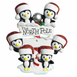 Penguin Family Of 6 At The North Pole Personalized Christmas Ornament OR1739-6 -Christmas Central apiwztd8d 05482.1646091880