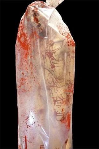 "Bloody Female Bodybag" Electric Animated Halloween Prop 1 "Bloody Female Bodybag" Electric Animated Halloween Prop