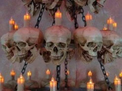 "Five-Tiered Life-Size Skull Chandelier With 60 Skulls" Haunted House Lighting -Christmas Central five tiered life size skull chandelier with 60 skulls haunted house lighting 23696488001