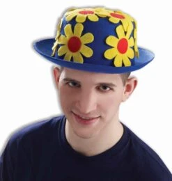 Forum Novelties Blue And Yellow Daisy Clown Derby Hat Adult Costume Accessory